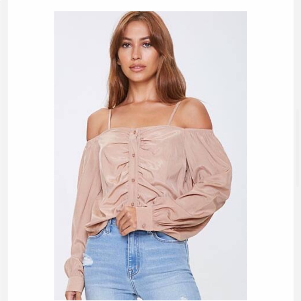 Beige off the shoulder top